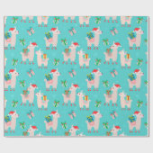 Kutkleurige kerstfeestdag Llama Kinder patroon Cadeaupapier (Vlak)