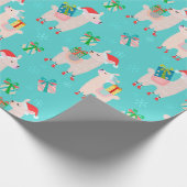 Kutkleurige kerstfeestdag Llama Kinder patroon Cadeaupapier (Hoek)