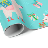Kutkleurige kerstfeestdag Llama Kinder patroon Cadeaupapier (Rol Hoek)
