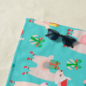 Kutkleurige kerstfeestdag Llama Kinder patroon Strandlaken (In situ)