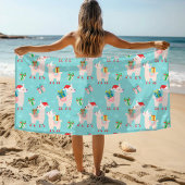 Kutkleurige kerstfeestdag Llama Kinder patroon Strandlaken