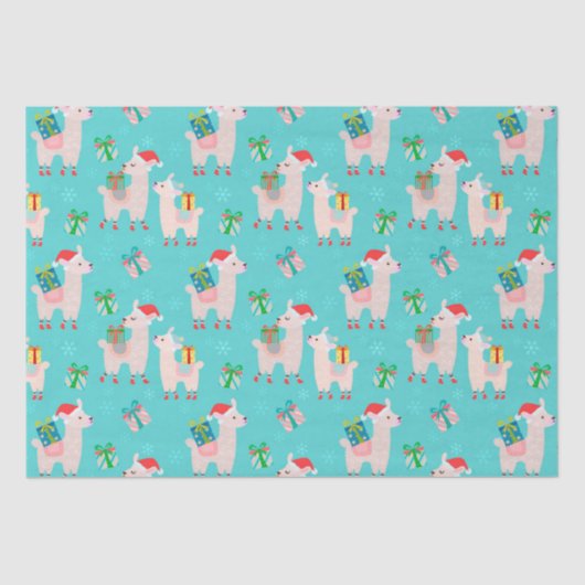 Kutkleurige kerstfeestdag Llama Kinder patroon Tissuepapier (Voorkant)
