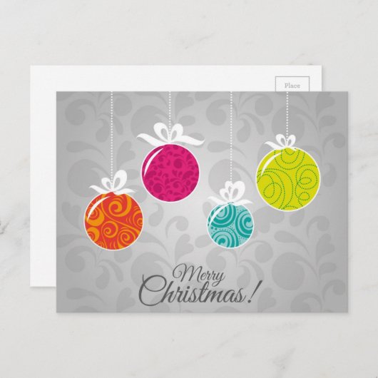 Kutkleurige kerstfeestversieringen feestdagenkaart (Voorkant / Achterkant)