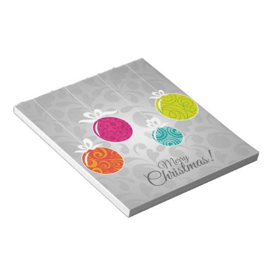 Kutkleurige kerstfeestversieringen notitieblok (Schuin)