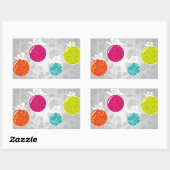 Kutkleurige kerstfeestversieringen rechthoekige sticker (Vel)