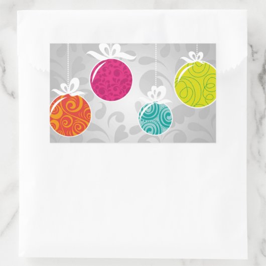 Kutkleurige kerstfeestversieringen rechthoekige sticker (Tas)