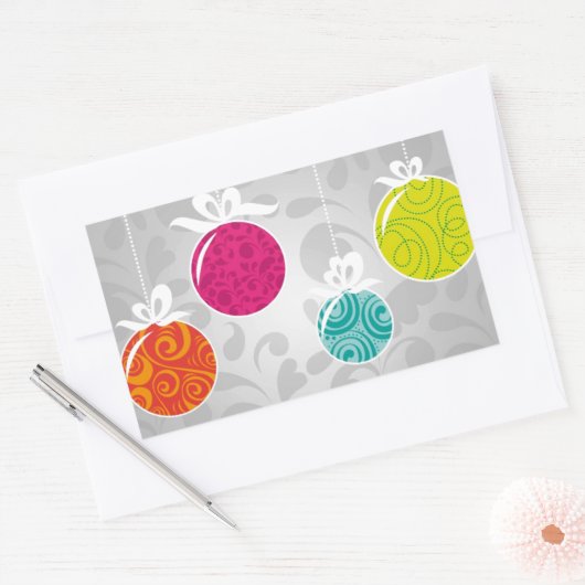 Kutkleurige kerstfeestversieringen rechthoekige sticker (Envelop)