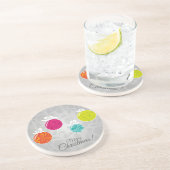 Kutkleurige kerstfeestversieringen zandsteen onderzetter (Zijkant)