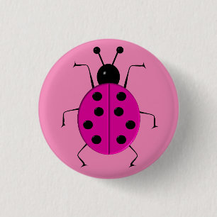 Kutkleurige ladybugs, gelukzak ronde button 3,2 cm