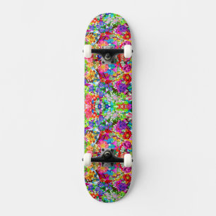 Kutkleurige magische bloemen All-Over-Print T-Shir Persoonlijk Skateboard