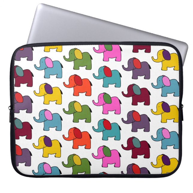 Kutkleurige olifantencartoons veel succes laptop sleeve (Voorkant)