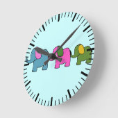 Kutkleurige olifantencartoons veel succes ronde klok (Hoek)