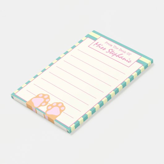 Kutkleurige Oranje keukenkat poten van leraar Post-it® Notes (Schuin)