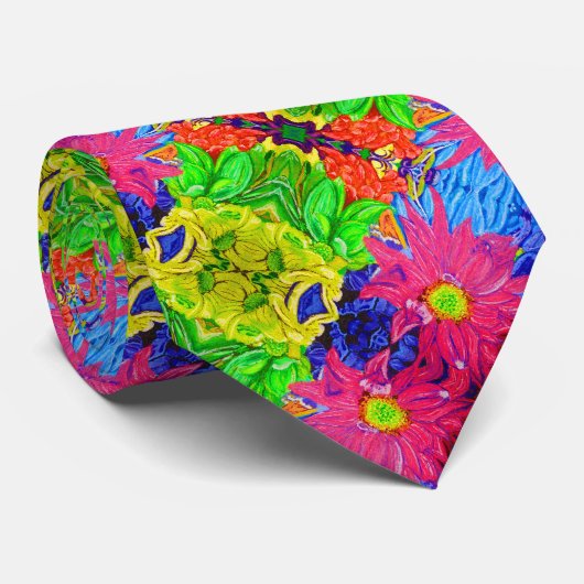 Kutkleurige pastelbloemen stropdas (Opgerold)
