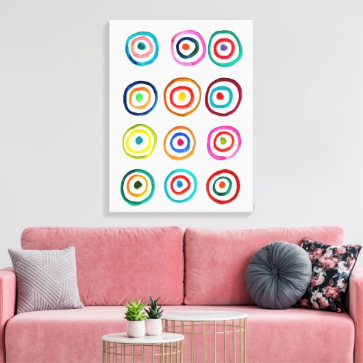 Kutkleurige regenboogcirkels canvas afdruk (Insitu (Woonkamer))