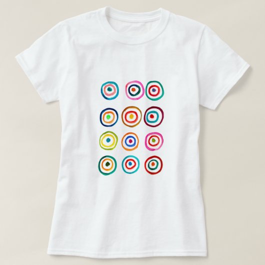 Kutkleurige regenboogcirkels t-shirt (Design voorkant)