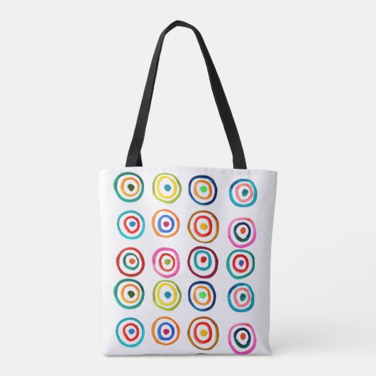 Kutkleurige regenboogcirkels tote bag (Achterkant)
