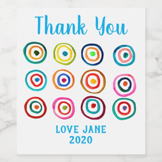 Kutkleurige regenboogcirkels wijn etiket (Enkel label)