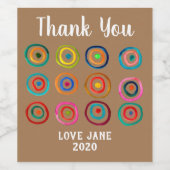 Kutkleurige regenboogcirkels wijn etiket (Enkel label)