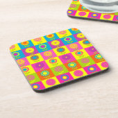 Kutkleurige retro-bloemtuin drankjes onderzetter (Linkerzijde)