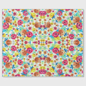 Kutkleurige  rozen patronen cadeaupapier (Vlak)