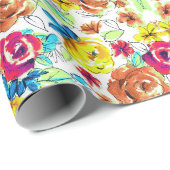 Kutkleurige  rozen patronen cadeaupapier (Rol Hoek)