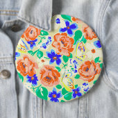 Kutkleurige vlinders rozen patronen ronde button 6,0 cm (In situ)