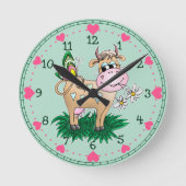 Kutkoeien en vlinderharten ronde klok (Voorkant)