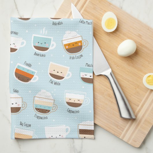 Kutkopjes koffie op lichtblauw theedoek (Quarter Fold)