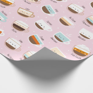 Kutkopjes koffie op lichtroze cadeaupapier