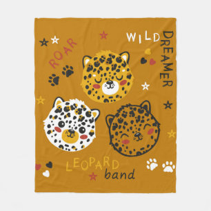Kutluipaarkat-vlakkigtekening. Little Funny Cheeta Fleece Deken