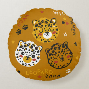 Kutluipaarkat-vlakktekening. Little Funny Cheeta Rond Kussen