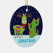 Kutmankerkerstlama met naam keramisch ornament (Rechts)