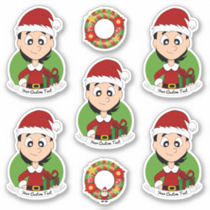 Kutmeisje met korte zwarte kerstmis cartoon sticker