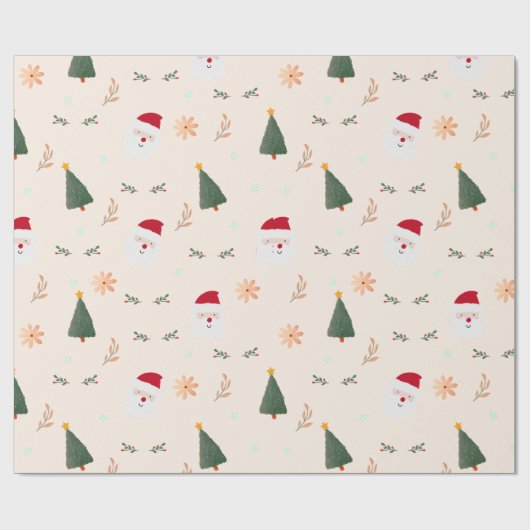 Kutminimalistisch kerstpatroon cadeaupapier (Vlak)