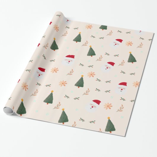 Kutminimalistisch kerstpatroon cadeaupapier (Uitgerold)