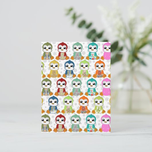 Kutmooie kleurige pinguïnbloemen briefkaart (Staand voorkant)