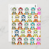 Kutmooie kleurige pinguïnbloemen briefkaart (Voorkant / Achterkant)