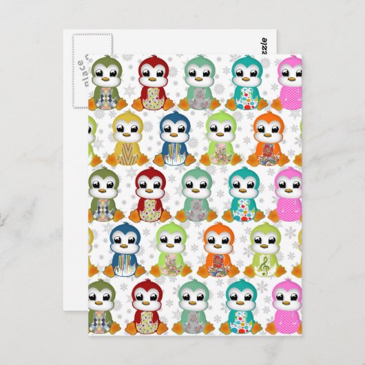 Kutmooie kleurige pinguïnbloemen briefkaart (Voorkant / Achterkant)