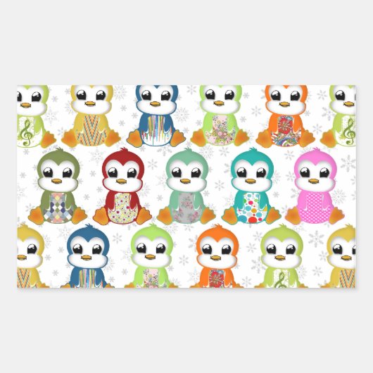 Kutmooie kleurige pinguïnbloemen rechthoekige sticker (Voorkant)