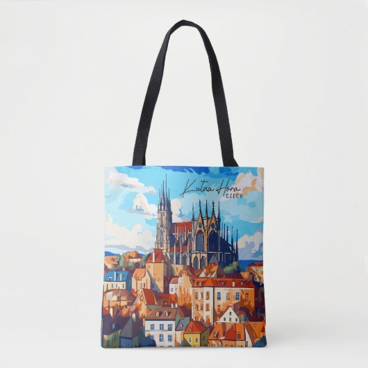 Kutna Hora Tsjechische kunst reisillustratie Tote Bag (Voorkant)