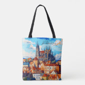 Kutna Hora Tsjechische kunst reisillustratie Tote Bag (Achterkant)
