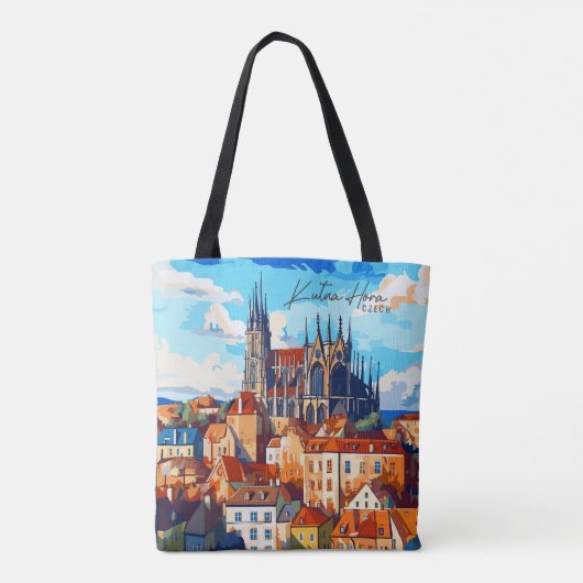 Kutna Hora Tsjechische  kunst reisillustratie Tote Bag (Achterkant)