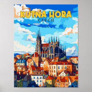 Kutna Hora Tsjechische vintage reisillustratie Poster