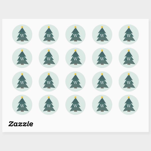 Kutoupe kerstboom | Vakantiemonogram Ronde Sticker (Vel)