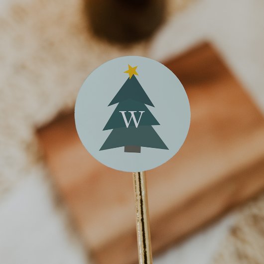 Kutoupe kerstboom | Vakantiemonogram Ronde Sticker