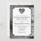 Kutout Heart Birch Tree Bark Wedding Invitations Kaart (Voorkant)