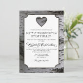 Kutout Heart Birch Tree Bark Wedding Invitations Kaart (Staand voorkant)