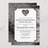 Kutout Heart Birch Tree Bark Wedding Invitations Kaart (Voorkant / Achterkant)