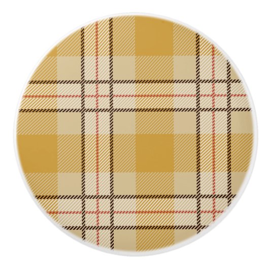 Kutpatroon Brits gele tartaanschildklier Keramische Knop (Voorkant)